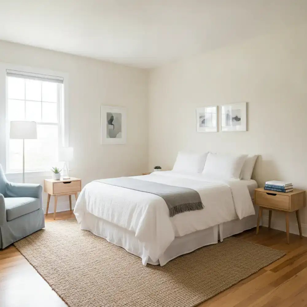 Pristine, freshly cleaned bedroom in a rental property