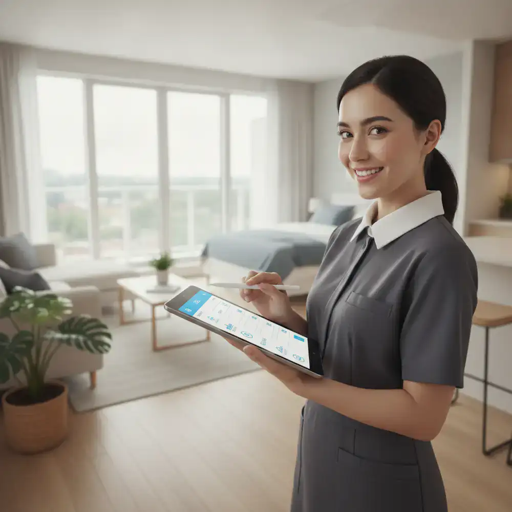 Housekeeper logging property condition on a tablet