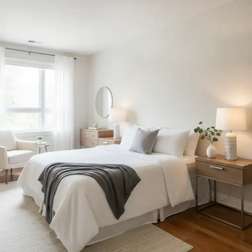 Immaculately clean bedroom ready for next rental guests